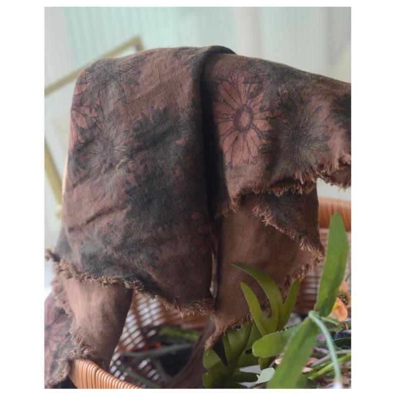 Johnature Vintage Flower Reversible Triangle Scarf Women Dour Seasons Versatile Decorative Bandana Scarf