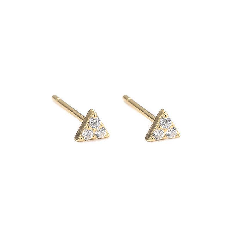S925 Silver Korean Triangle Zircon Micro-Diamond Earrings for Female Students - Popular Accessories