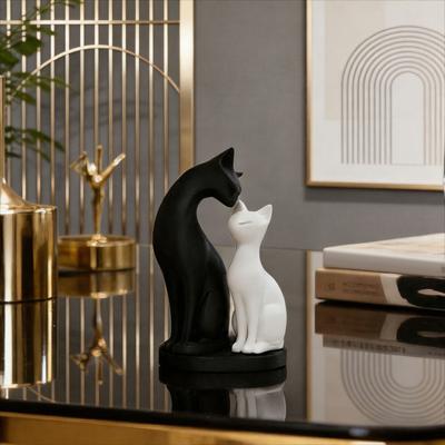 Escultura Desmontable de Pareja de Gatos Figurita Elegante de Gato Pareja Impresa en 3D Adorno Romántico para Amantes de los Gatos para Decoración de Hogar Sala de Estar Escritorio de Oficina