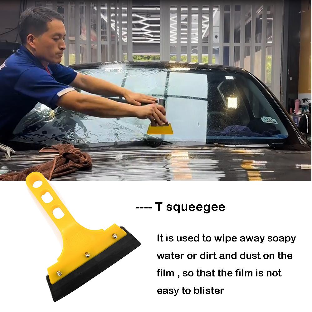 7Pcs Car Window Tint Application Tools Kit Glass Solar Film Tinting Tool, T Rubber Squeegee Plastic Scraper Wrap Slit Blade