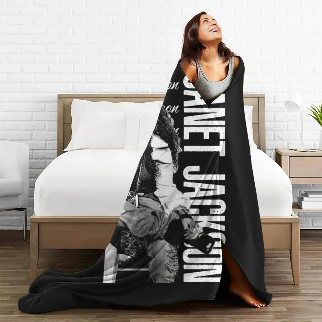 Janet Jackson Flannel Blankets Pop Music Queen Dancer Warm Soft Throw Blanket for Bed Camping Funny Bedspread Sofa Bed Cover