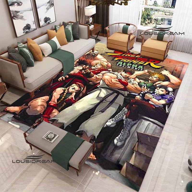 Klassisches Spiel Street Fighter Bedruckter Teppich Wohnzimmer Schlafzimmer Teppich Rutschfeste Fußmatte Foto-Requisiten Geburtstagsgeschenk