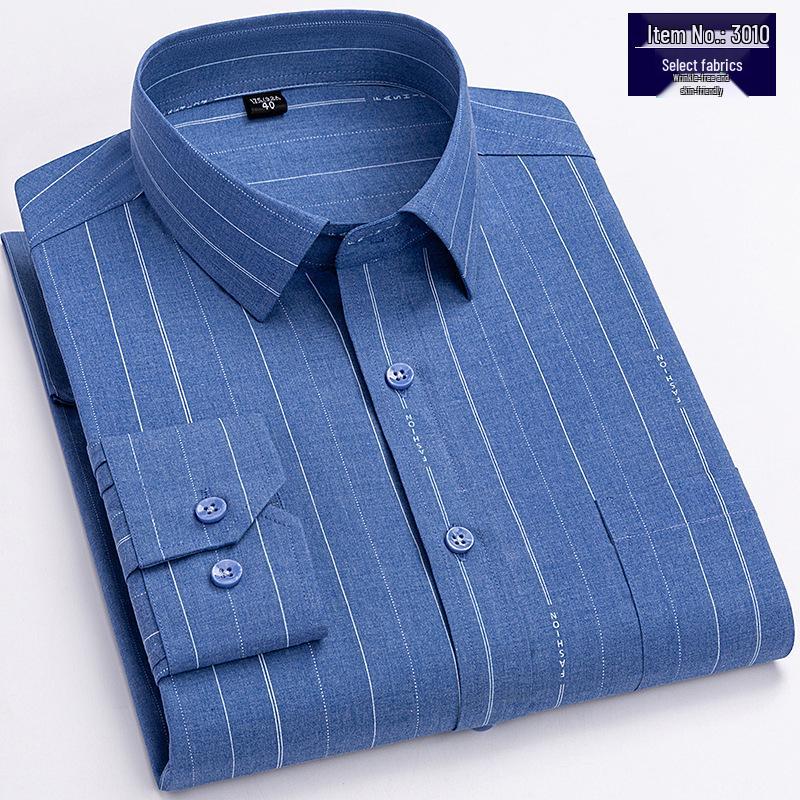 2025 Summer Men's Breathable Non-Iron Plaid Long Sleeve Shirt for Middle-Aged Dads