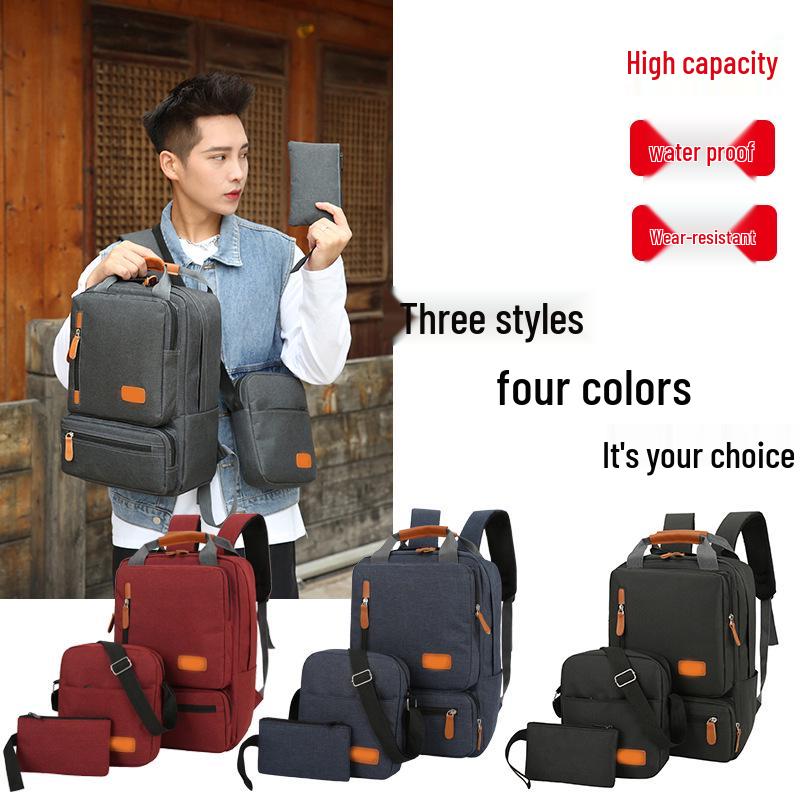2025 Unisex Fashion Backpack: Student School Bag & Travel Laptop Three-Piece Set