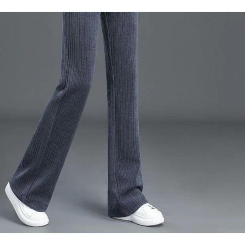 Autumn and Winter New Wide Leg Pants Fleece-lined Thickened Casual Trousers