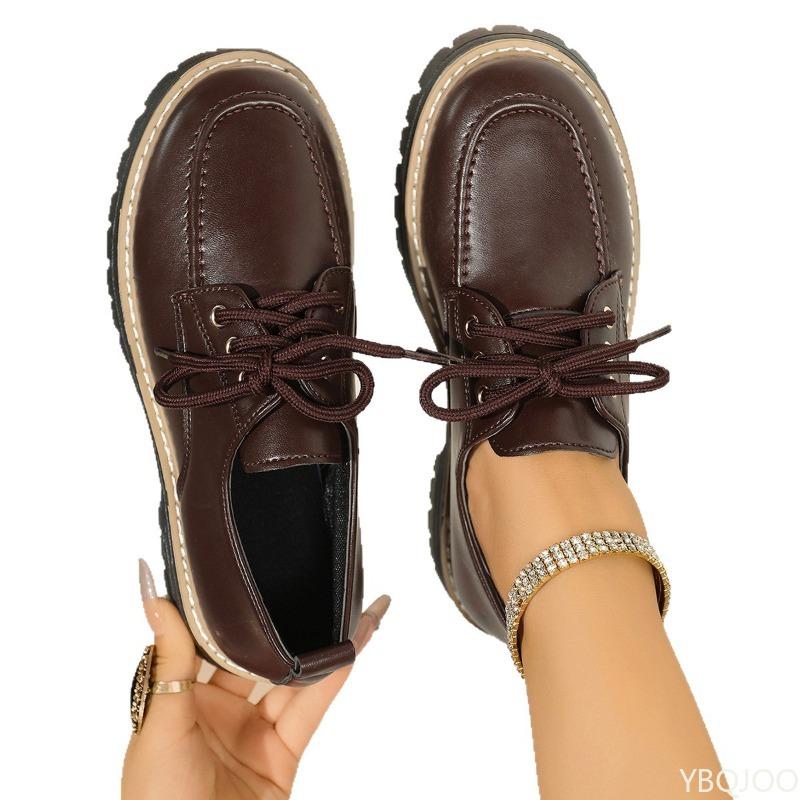 Frühlings- und Herbstmode Neue Lässige Dicke Sohle Höhenerhöhend Vielseitige Damenschuhe Übergröße Damen Schnür-Slipper