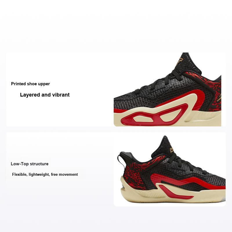 Кроссовки Air Jordan Tatum 1 PS Zoo для детей Черный Металлический-золотой Университетский-красный FJ4654-001 27.5