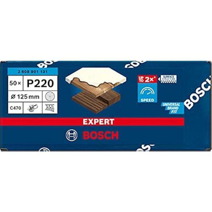 Feuilles abrasives - bosch - expert c470 - multi-trous - ø 125 mm - grain 220 - 50 pièces