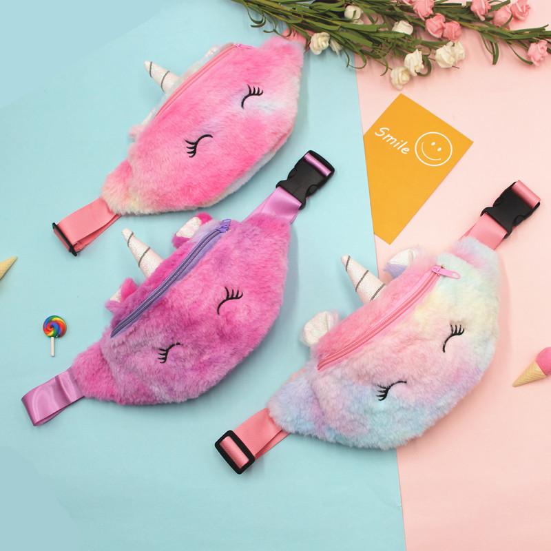 Kids Unicorn Plush Crossbody Bag - Cute Winter Cartoon Fanny Pack for Girls