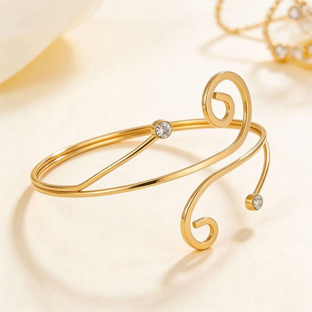 Punk Style Music Note Open Bangle Adjustable Geometric Spiral Bracelet Music Festival