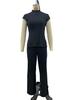 2026 New Style Women's Solid Color Short Sleeve Top & Ribbed Casual Pants Set