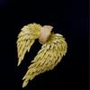 Unisex Alloy Feather Wings Brooch with Shiny Rhinestone Trendy Lapel Pin for Party Banquet Outfit Jewelry Accessory
