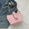 Small Fresh Bubble Bag 2025 Summer New Soft Checkered Armpit Bag Popular Fashion Simple Solid Color Handbag