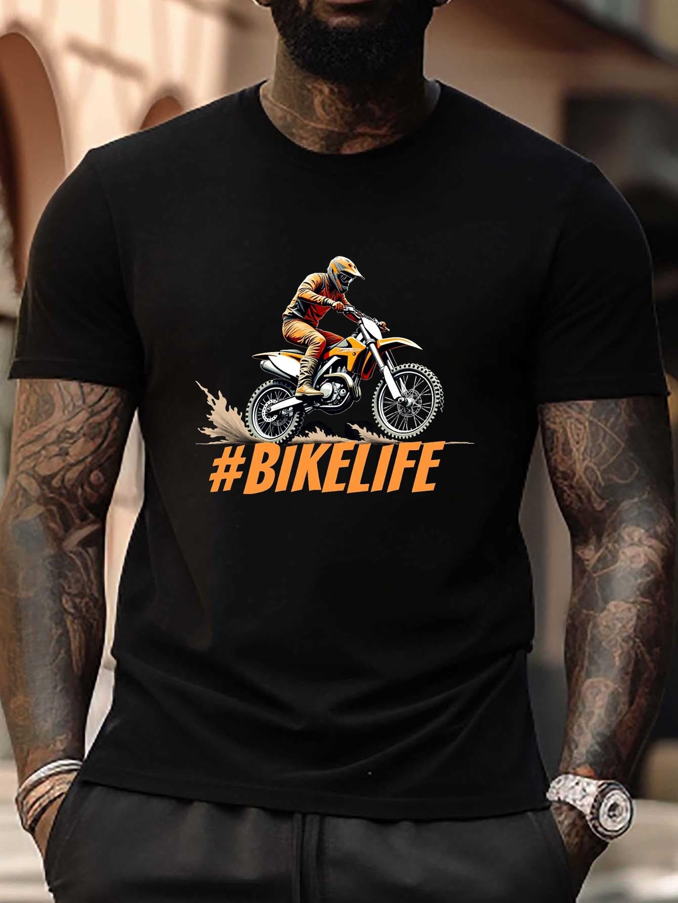 Plus Size Motocross Biker Bikelife Graphic T-shirt - Bold #BIKELIFE Design M