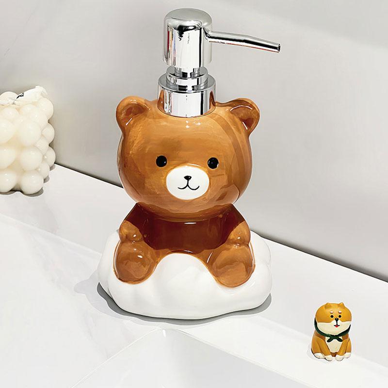 340ml soap dispenser Cloud Bear hand sanitizer bottle ceramic press bottle bathroom shampoo shower gel bathroom accessories