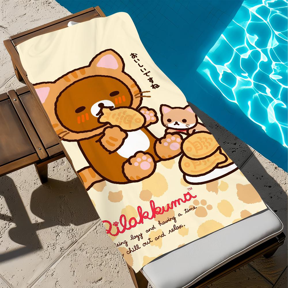 Anime Cute Cartoon R-rilakkuma-a Towel Large Quick-Drying Microfiber Soft Beach Towel for Travel Fitness Sauna Bathing Camping