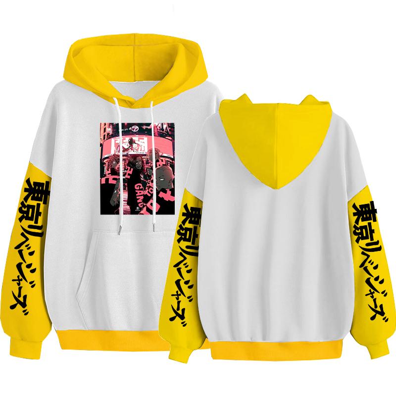 Men Hoodie Anime Tokyo Revengers Mikey Draken Printed Hoodies Harajuku Patchwork Korean Oversized Crewneck Pullover Sweatshirts