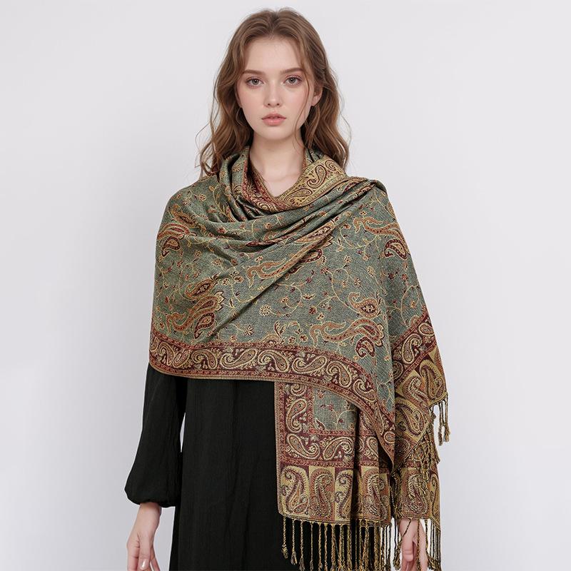 Jacquard Tassel Scarf Imitation Cashmere Soft And Breathable Autumn And Winter Versatile Women'S Shawl Scarf Light Luxury Style