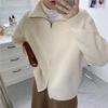 Cardigan Maglioni Casual a Maglia Donna Autunno Inverno Vintage Zip-up Monocolore Larghi Manica Lunga Top Maglieria Chic Kpop