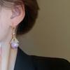 Super Flash Diamond Purple Flower Pearl Stud Earrings French Earrings