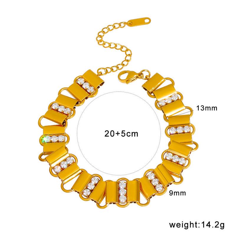 Meishi Duo Gold Titanium Steel Zircon Bracelet: European & American Geometric Style, Light Luxury, Elegant Women s Jewelry