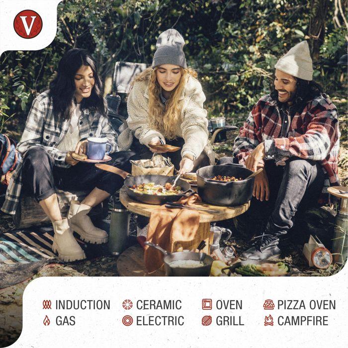 Plaque à Griller en Fonte à Induction pour Pizza, Poêle 25cm pour Barbecue, Four Victoria 31800 Noir