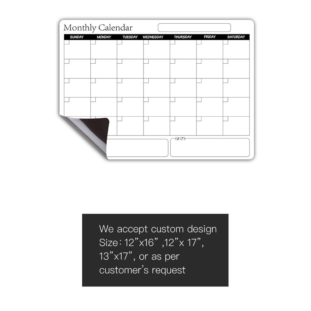 Rewritable Magnetic Whiteboard Refrigerator Calendar Message Board Monthly Planner Board