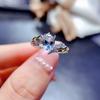 Natural Aquamarine Ring with S925 Silver, Three-Dimensional Wing Design, Minimalist Two-Tone.