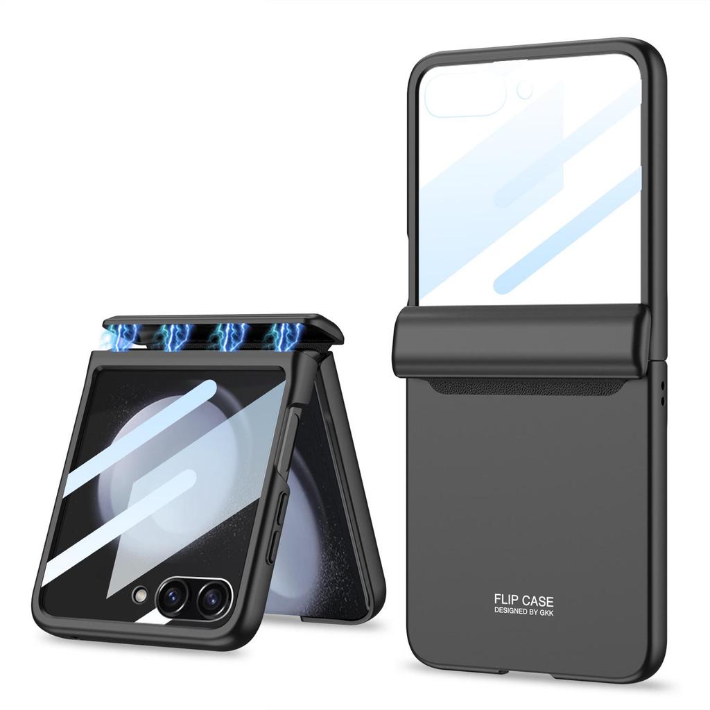 Samsung Z Flip5 Magnetic Full-Coverage Case with Large Window - Solid Color Hard Shell