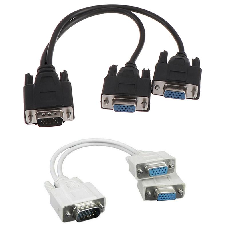 Hot Sale 15Pin VGA male to 2 vga svga female adapter splitter video monitor cable