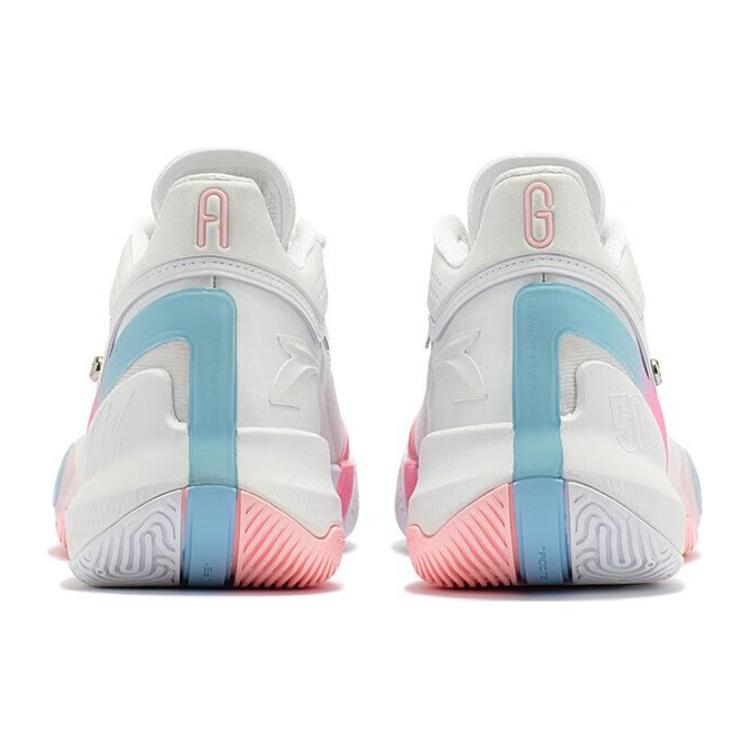 New 361° AG3 Aaron Gordon 3 Cushioned Slip Resistant Abrasion Resistant Mid Top Basketball Shoes Men's White Pink 572311106-2