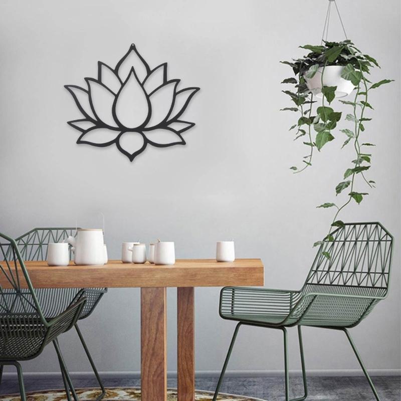 Metall Wandkunst Lotusblume Kunstwerk Wandschild Dekor Heimdekorationen für Wohnzimmer Arbeitszimmer Schlafzimmer Esszimmer