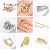 Fashion Shiny Cubic Zirconia Round Fastener Earring Clasps Hooks 18K Gold Plated Earring Hooks For DIY Women Ear Jewelry Making