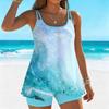 Women's Swimwear Tankini 2 Piece Swimsuit  Fresh Vacation Printing  Plant Print Vacation Bathing Suits