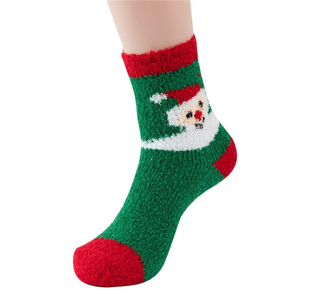Cozy Coral Fleece Christmas Socks: Velvet Santa Half-Sided, Warm Floor Stockings for Autumn & Winter
