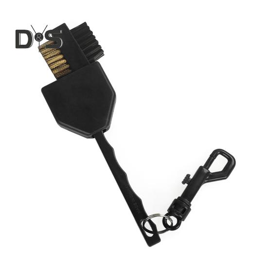 

Двойная щетка для чистки клюшек для гольфа с выдвижной крышкой Щетка для чистки клюшек для гольфа с медной нейлоновой щетиной Аксессуар для гольфа чёрный