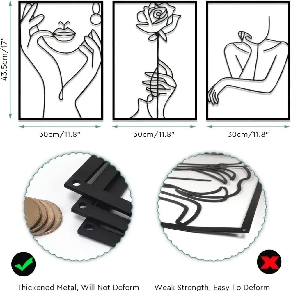 Thickened Modern Metal Line Art - Simple Silhouette Female Body Abstract Wall Sculpture for Home Hanging Decor