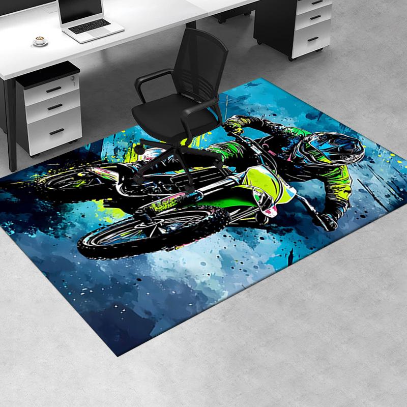 Motorcycle Theme Office Carpet Chair Mat Large Desk Protector for Home Decor, Sofa Rug, Office Flooring, Gift Idea for Any Room