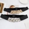 Elastic Belt Women'S 8-Character Metal Chain Snap Buckle With Dress Coat Suit Temperament Elastic Waist Seal