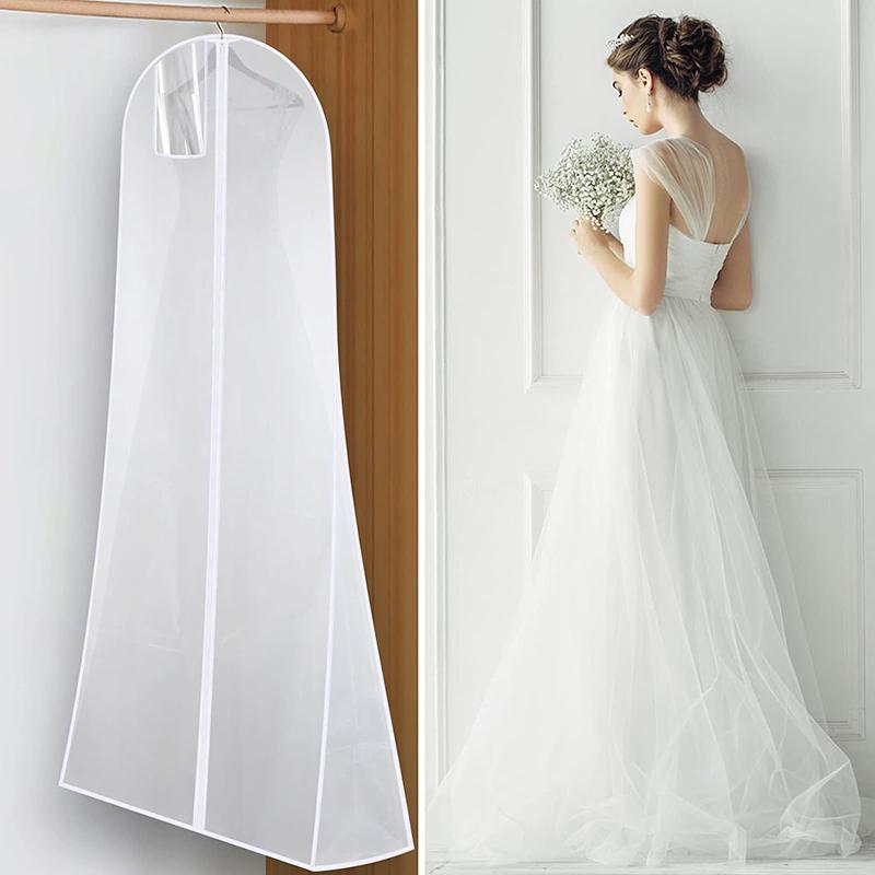 High Quality Long Wedding Dess Bag Cover Evening Dress Dust Cover Bridal Garment Storage Bag New Wedding Dust Cover
