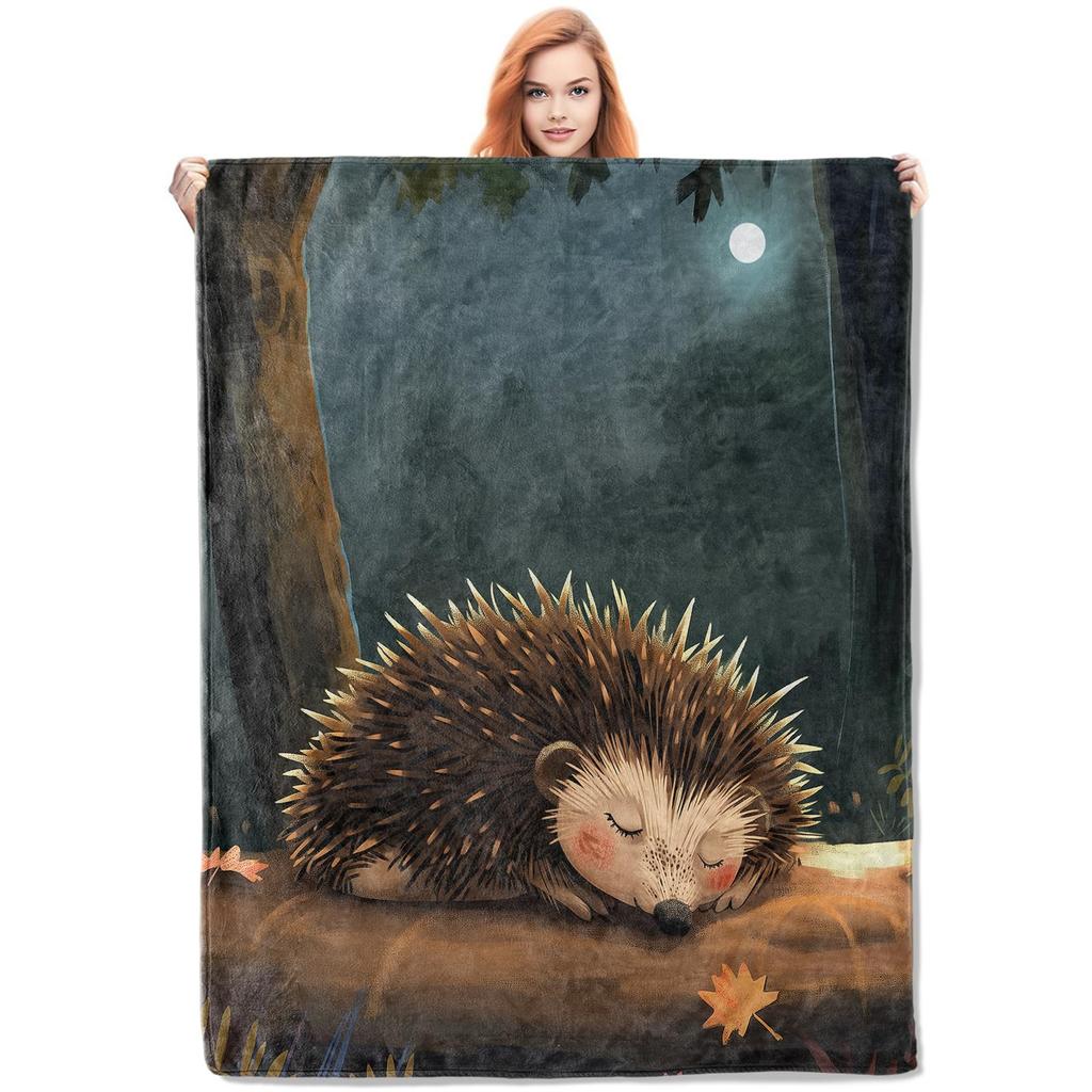 Cute Hedgehog Throw Blanket Super Soft Cozy Lightweight Fuzzy Comfy Flannel Blanket Plush for Couch, Sofa, Bed, Travel, Camping