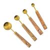 8-Piece Stainless Steel Measuring Cups & Spoons with Walnut Wood Handles & Rose Gold Finish