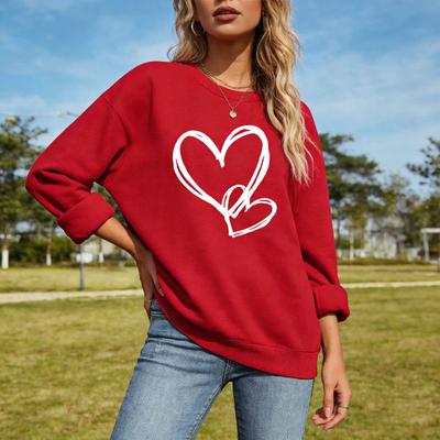 Valentine's Day Sweatshirt for Women Love Heart Graphic Pullover Crewneck Tops Fall Casual Long Sleeve Shirts