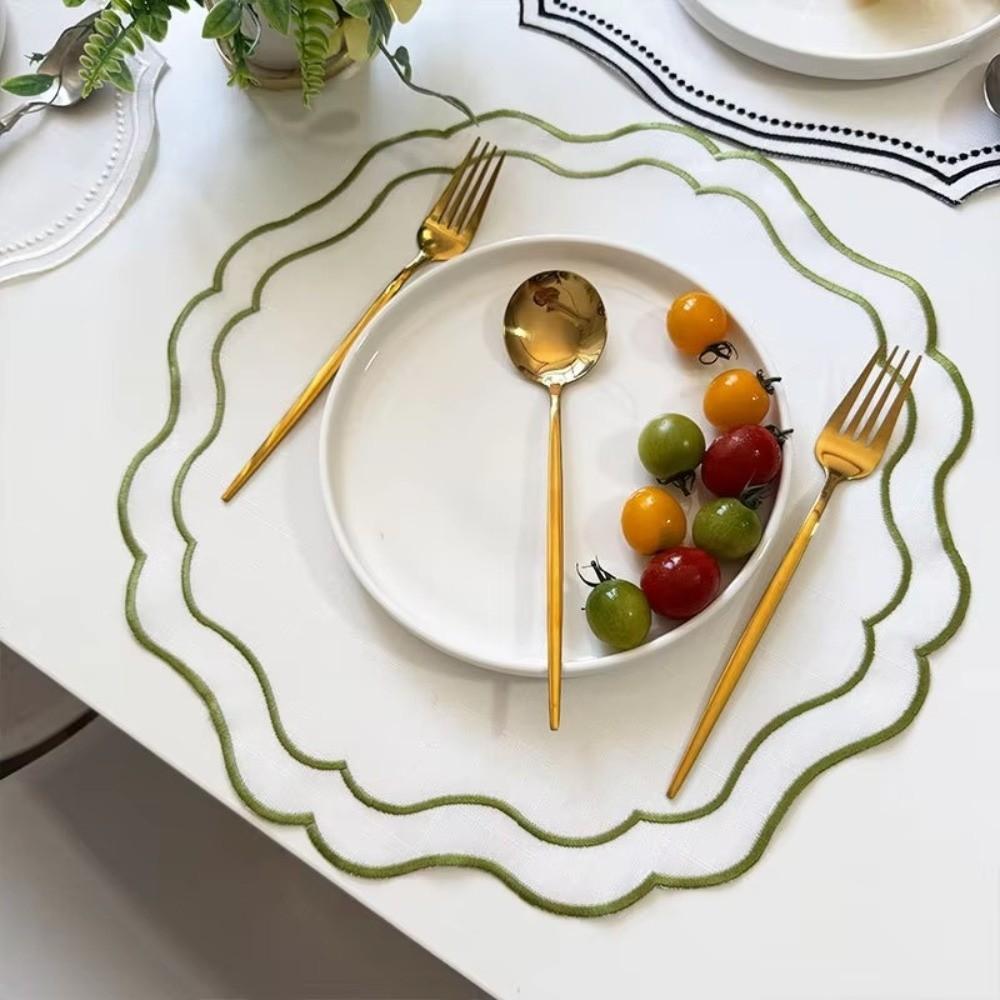 Cotton Decorative Napkin Flower Shaped Dining Table Mat Trendy Embroidered Placemat