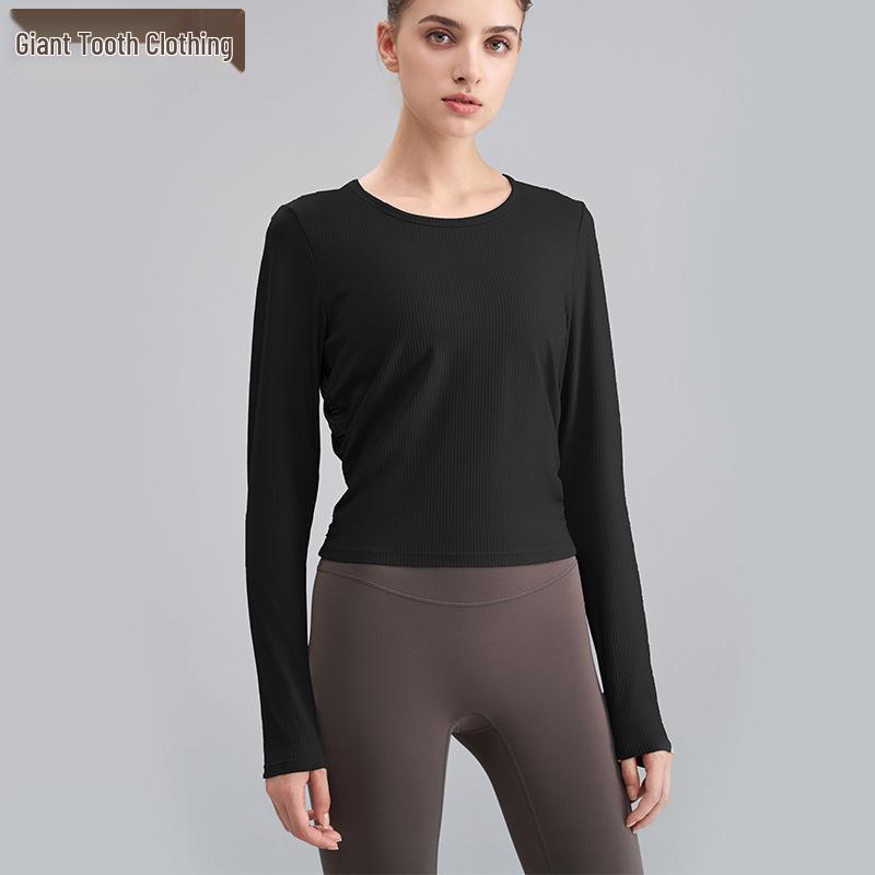 Women's Quick-Dry Long-Sleeve Slimming T-Shirt for Running, Yoga & Outdoor Activities.