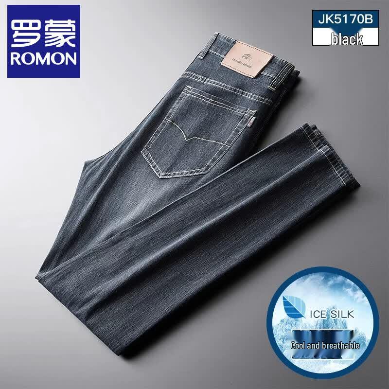 Luomeng Men s Summer Tencel Loose Straight Jeans 36