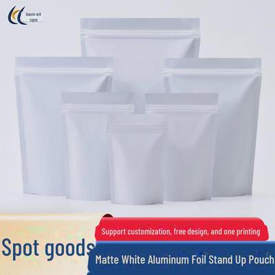 Matte White Aluminum Foil Ziplock Bags for Tea, Coffee, Snacks, and Bait