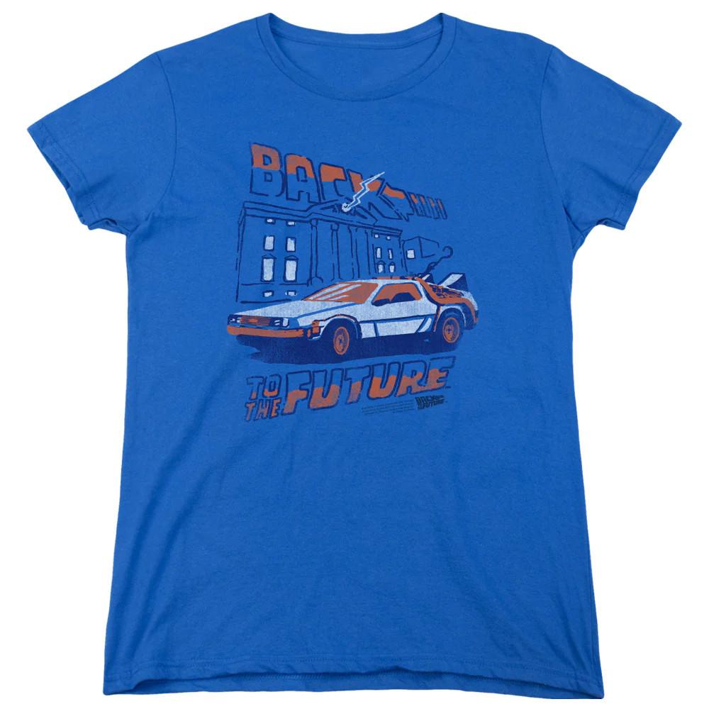 

Back To The Future Lightning Strikes Womens T Shirt Royal Blue M