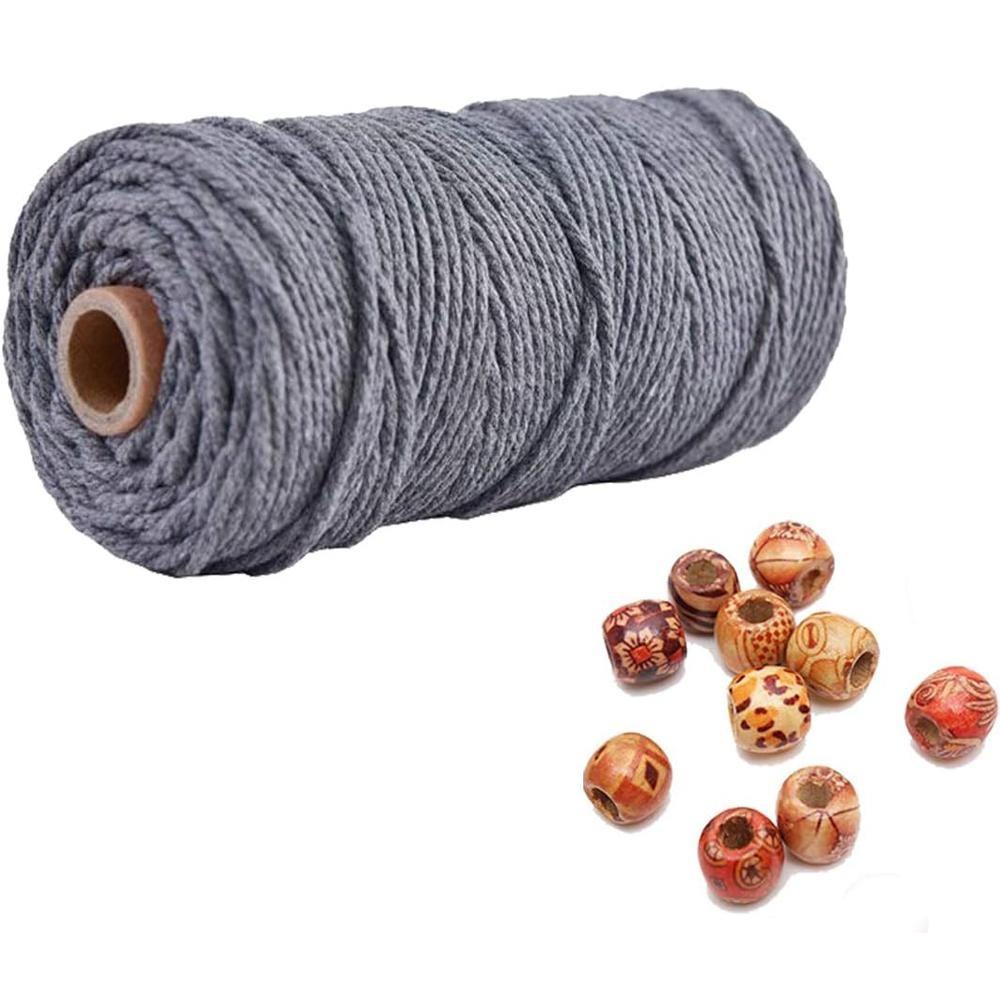 

3мм*100м Шнур для макраме 100м Цветная хлопковая веревка Витая веревка для макраме Аксессуары для рукоделия DIY Рождественский декор для дома и свадьбы серый
