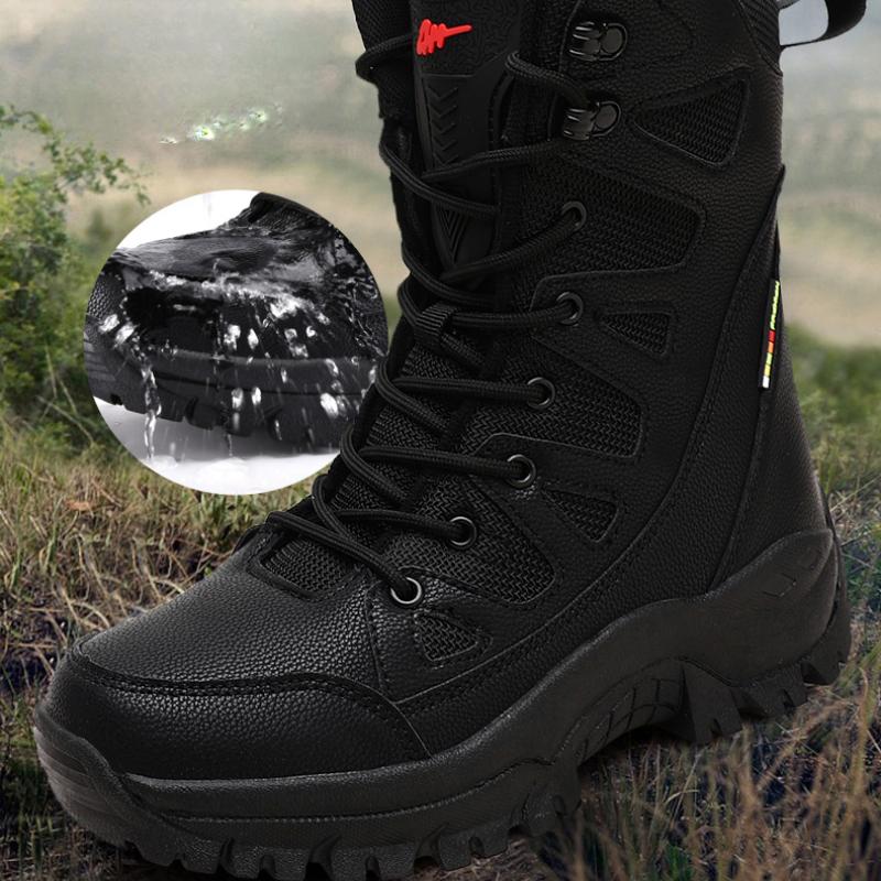 New Waterproof Men's Boots Outdoor Non-slip Men Hiking Boots High Top Winter Men's Motorcycle Boots Rubber Men Work Desert Boots